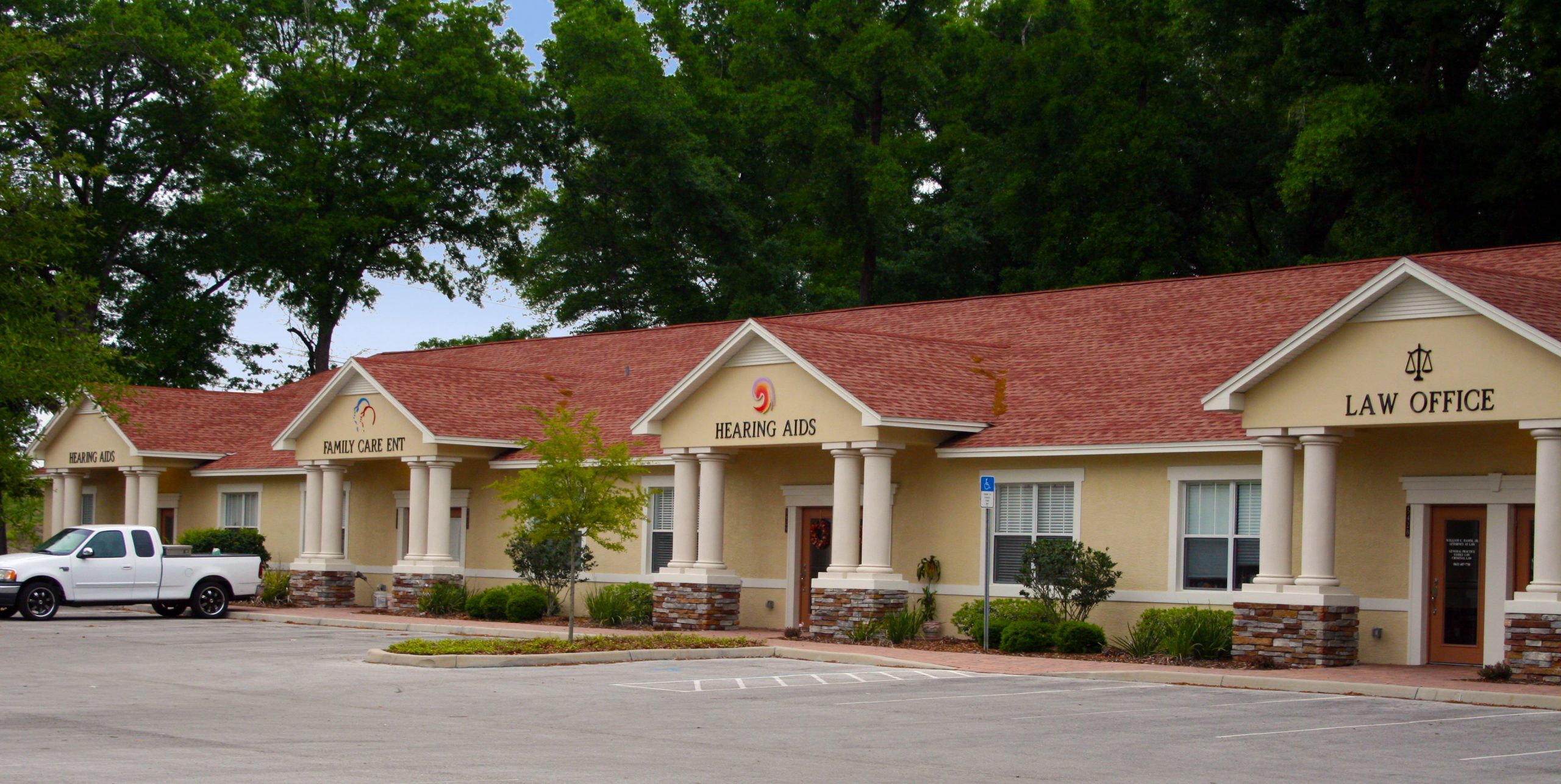 Commercial office building with family care ENT, Hearing Aids, and Law Office